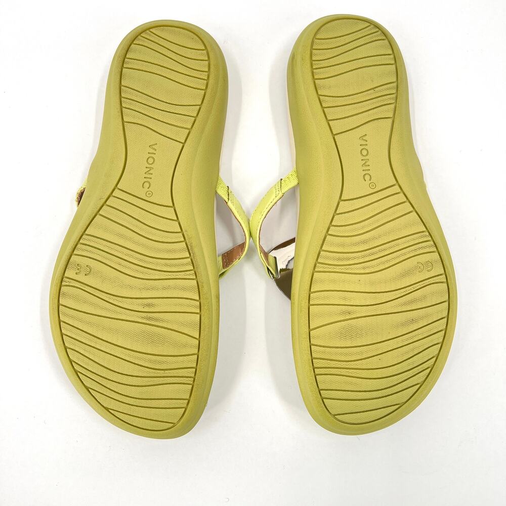 VIONIC Raysa Sandals Womens 7 Green Leather Thong Toe Post Supportive Comfort - Picture 13 of 13